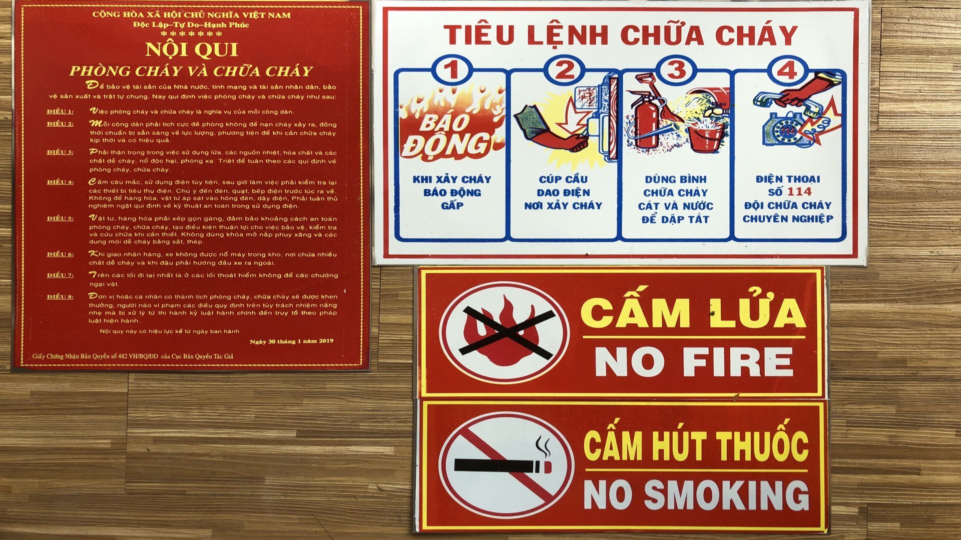 Bảng nội quy, tiêu lệnh PCCC