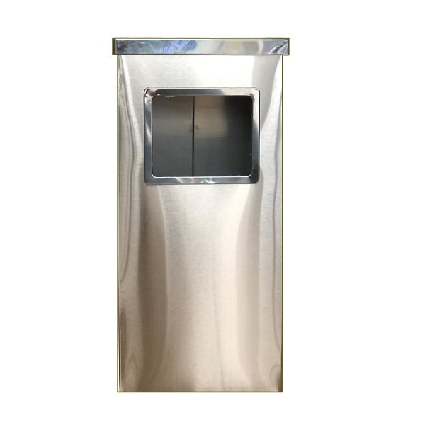 Thùng rác inox gạt tàn hình chữ nhật (300X240x610mm)