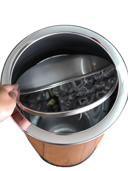 Thùng rác inox nắp lật tròn (250x300mm)