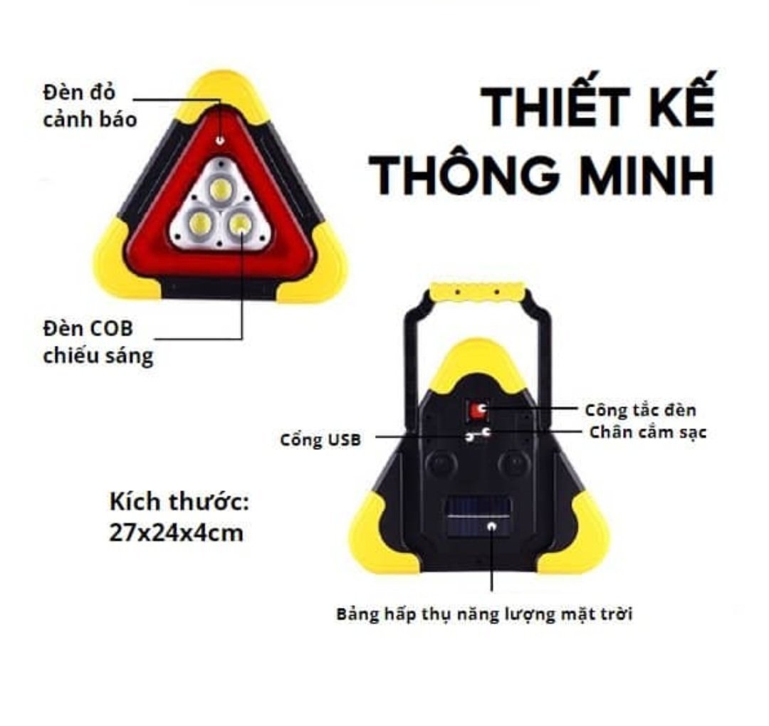 Đèn Tam Giác LED Cảnh Báo Nguy Hiểm 5 Chế Độ